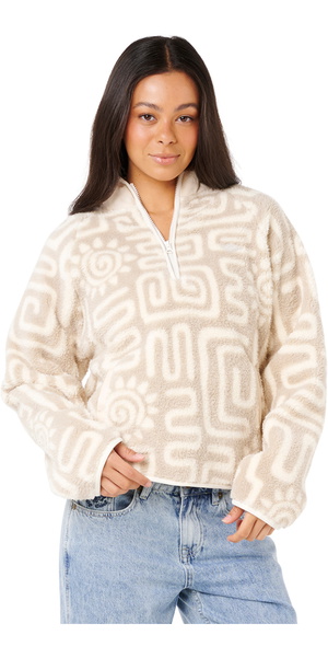 2025 Rip Curl Mujer Sunset Luau 1/4 Zip Polar Fleece 0AGWFL - Bone